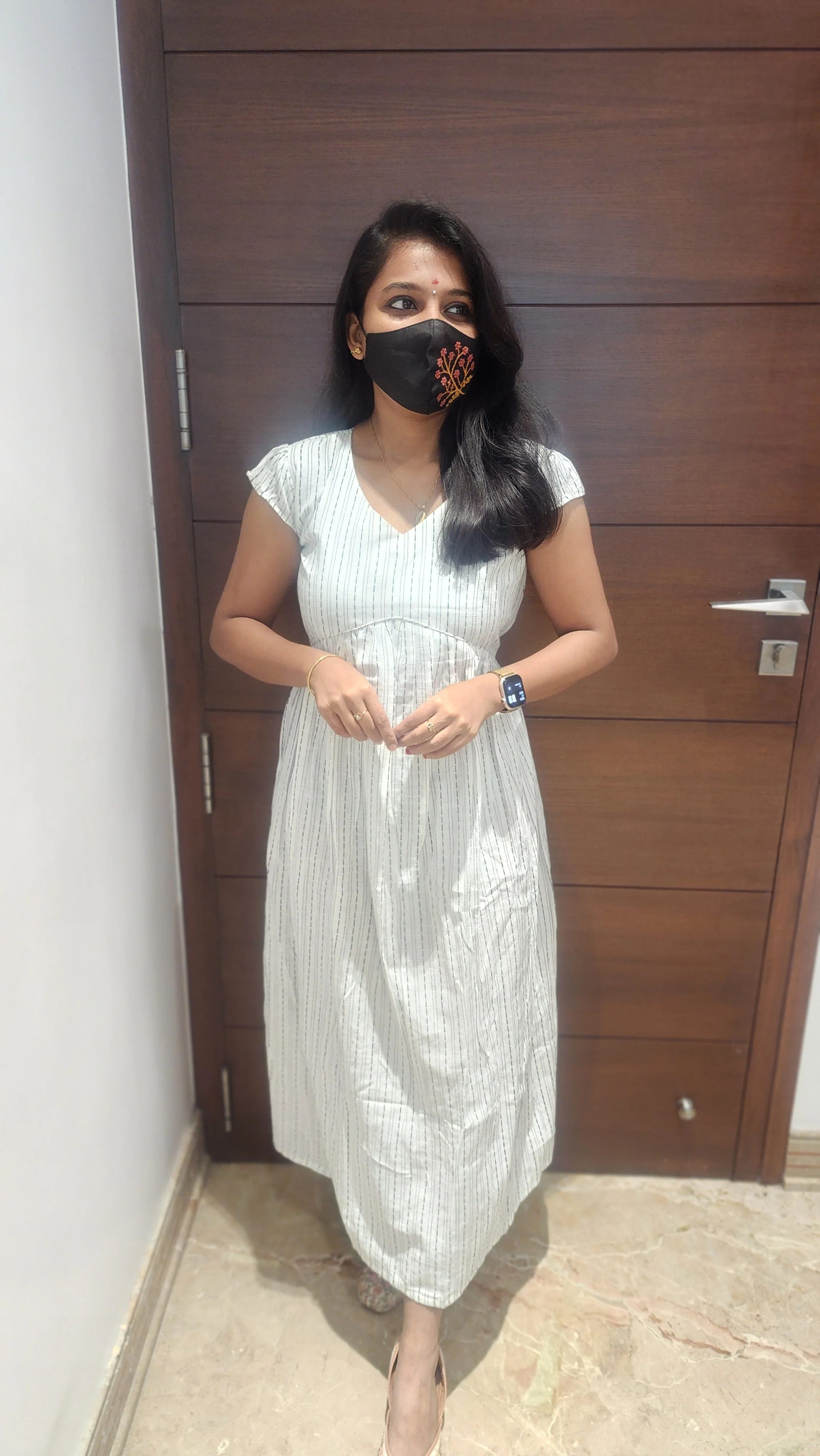 Serene Stripe Cotton Dress (9058) - Image 3