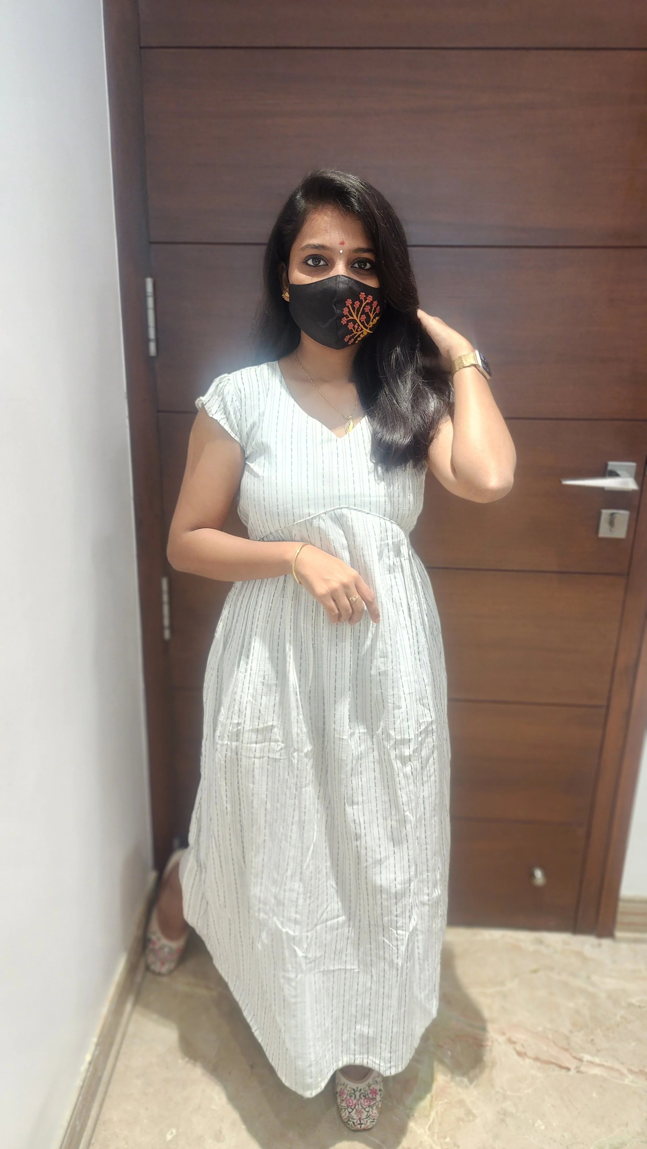 Serene Stripe Cotton Dress (9058) - Image 4